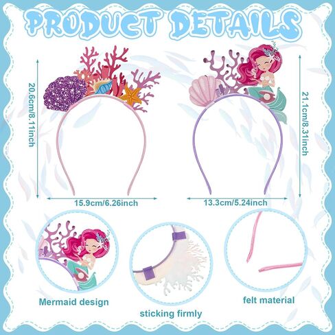 Blosssound 16 Pieces Mermaid Headbands Bulk Felt Under the Sea Hair Accessories Sea Animal Headdress Underwater Headband Bulk for Mermaid Ocean Party Favors Photo Props Decorations Supplies in Saudi Arabia