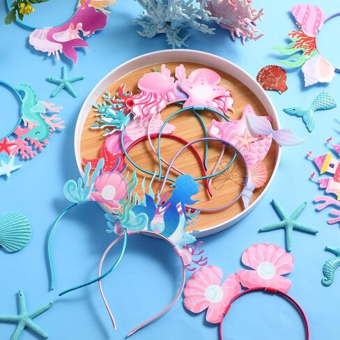Blosssound 16 Pieces Mermaid Headbands Bulk Felt Under the Sea Hair Accessories Sea Animal Headdress Underwater Headband Bulk for Mermaid Ocean Party Favors Photo Props Decorations Supplies in Saudi Arabia