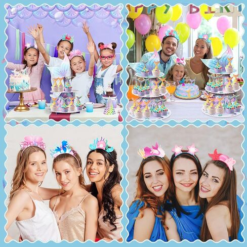 Blosssound 16 Pieces Mermaid Headbands Bulk Felt Under the Sea Hair Accessories Sea Animal Headdress Underwater Headband Bulk for Mermaid Ocean Party Favors Photo Props Decorations Supplies in Saudi Arabia