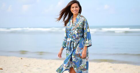 CRAFT KALA Women's Kimono Robe Long Robes with lorful Owl Printed White Kimono Nightgown,White,One Size in Saudi Arabia