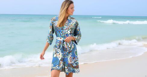 CRAFT KALA Women's Kimono Robe Long Robes with lorful Owl Printed White Kimono Nightgown,White,One Size in Saudi Arabia