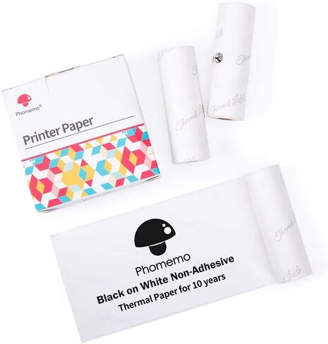 Phomemo Non-Adhesive 80mm Width Thermal Paper Printer Paper, Compatible With Phomemo M03/M03AS/M04S/M04AS Sticky Note Printer, Black on White, 3 Rolls, Suitable For Notes, List, Photo in Saudi Arabia