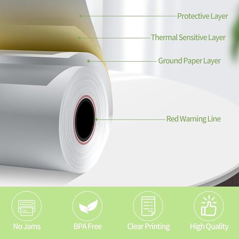 لفة ورق الاستلام الحراري 3 1/8 "× 230 '5 لفات متوافقة مع أنظمة نقاط البيع ، وسجلات نقدية - ورقة استلام بطاقة الائتمان مجانية ، BPA ، in Kuwait