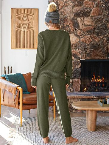 LILLUSORY Womens Cardigan Pants Sets 2 Piece Slouchy Loungewear Sweater Sets in Kuwait