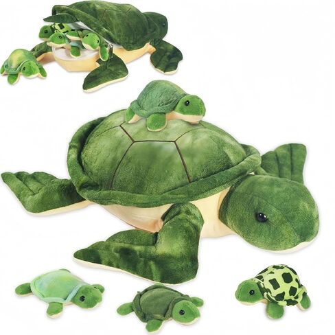 5 Piece Sea Turtle Stuffed Animal with Babies Inside, 12'' Mommy Stuffed Turtle Plush Pillow Toy with 3 Little Turtles Tortoise Toys for Kids Girls Boys Birthday Christmas Plush Gifts Party Favors in Kuwait