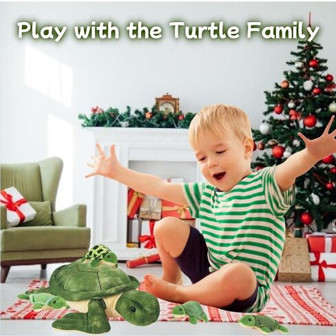 5 Piece Sea Turtle Stuffed Animal with Babies Inside, 12'' Mommy Stuffed Turtle Plush Pillow Toy with 3 Little Turtles Tortoise Toys for Kids Girls Boys Birthday Christmas Plush Gifts Party Favors in Kuwait
