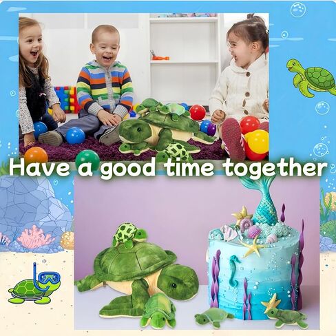 5 Piece Sea Turtle Stuffed Animal with Babies Inside, 12'' Mommy Stuffed Turtle Plush Pillow Toy with 3 Little Turtles Tortoise Toys for Kids Girls Boys Birthday Christmas Plush Gifts Party Favors in Kuwait