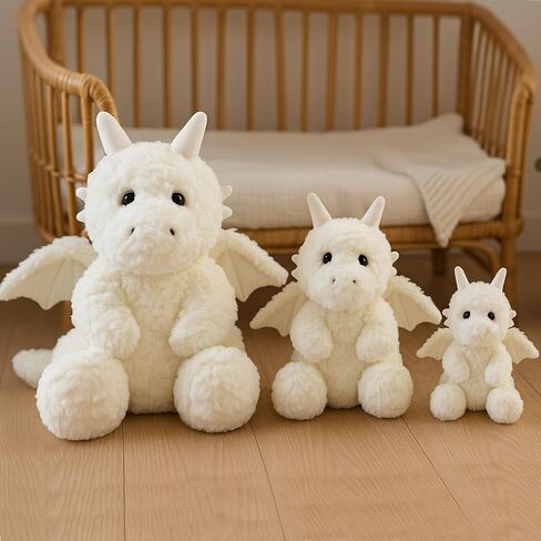 Soft Little Flying Dinosaur Stuffed Plush Pillow, Adorable White Dragon Plush Toy and Birthday Present for Kids, Adults and Collectors(White/7.9in) in Kuwait