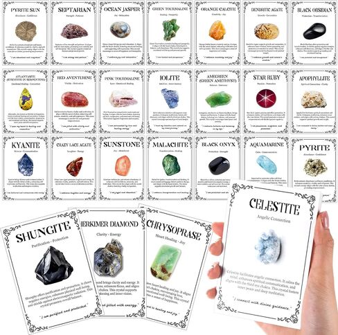100 Pcs Crystal Healing Guide to Meaning and Uses of Crystal Oracle Cards Stones and Gems Energy Healing Gifts for Beginners in Saudi Arabia