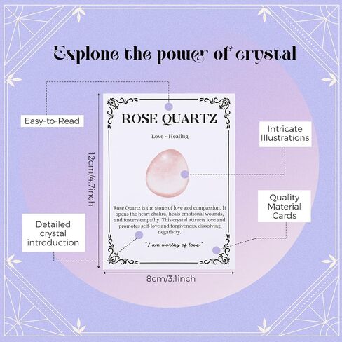 100 Pcs Crystal Healing Guide to Meaning and Uses of Crystal Oracle Cards Stones and Gems Energy Healing Gifts for Beginners in Saudi Arabia