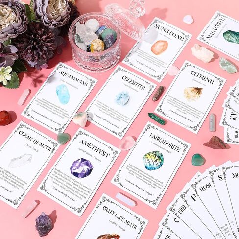 100 Pcs Crystal Healing Guide to Meaning and Uses of Crystal Oracle Cards Stones and Gems Energy Healing Gifts for Beginners in Saudi Arabia