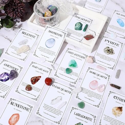 100 Pcs Crystal Healing Guide to Meaning and Uses of Crystal Oracle Cards Stones and Gems Energy Healing Gifts for Beginners in Saudi Arabia