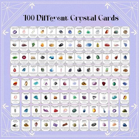 100 Pcs Crystal Healing Guide to Meaning and Uses of Crystal Oracle Cards Stones and Gems Energy Healing Gifts for Beginners in Saudi Arabia