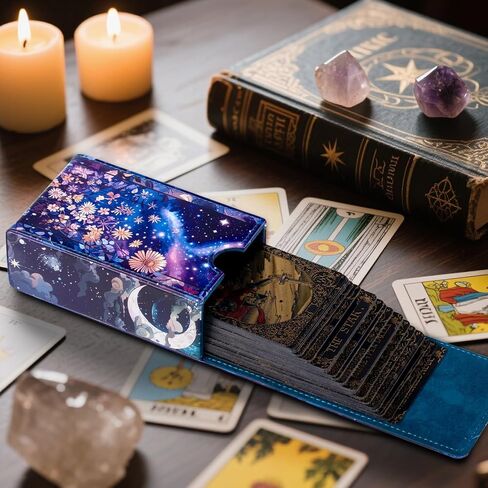 Tarot Card Holder Case, Sun and Moon Pattern Design Leather TarotDeck Storage Pouch Fits Tarot Decks and Playing Cards,Accessories for Divination, Sacrifice, Magic, Witchcraft (Tarot D) in Saudi Arabia