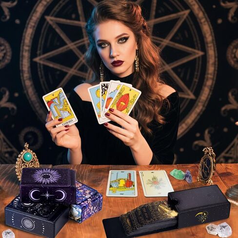 Tarot Card Holder Case, Sun and Moon Pattern Design Leather TarotDeck Storage Pouch Fits Tarot Decks and Playing Cards,Accessories for Divination, Sacrifice, Magic, Witchcraft (Tarot D) in Saudi Arabia