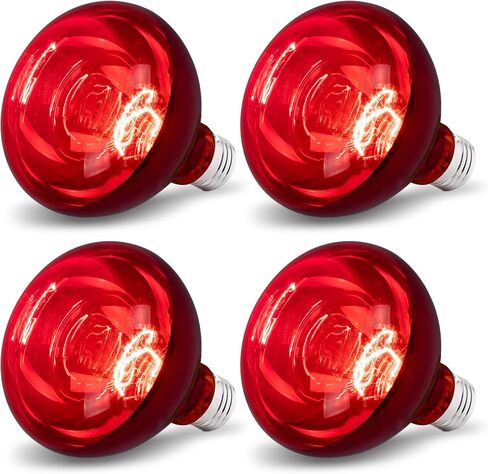 4 Pack 250W Heat Lamp Bulbs for Chicks, R40 Red Heat Lamp for Chickens, Infrared Heating Bulbs for Brooder Heater, I Incandescent Heat Bulb for Pet, Bathroom, Food in Saudi Arabia