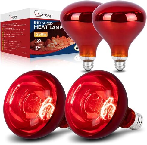 4 Pack 250W Heat Lamp Bulbs for Chicks, R40 Red Heat Lamp for Chickens, Infrared Heating Bulbs for Brooder Heater, I Incandescent Heat Bulb for Pet, Bathroom, Food in Saudi Arabia