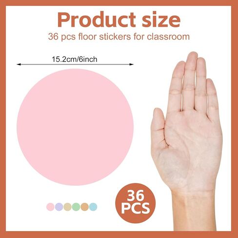 36pcs ملصقات الأرضية 6 بوصة للفصول الدراسية ، ونقاط الأرضية لعلامات الطبع ملصقات الفينيل اللاصقة للمعلمين الابتدائي في مرحلة ما قبل المدرسة ورياض الأطفال (النمط الكلاسيكي) in Kuwait