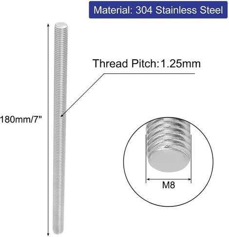 Uxcell M12 x 100mm متري خيط اليد اليمنى كامل الخيوط قضيب مسمار السحابة 5PCS in Saudi Arabia