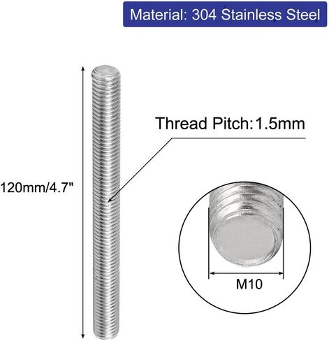 Uxcell M12 x 100mm متري خيط اليد اليمنى كامل الخيوط قضيب مسمار السحابة 5PCS in Saudi Arabia