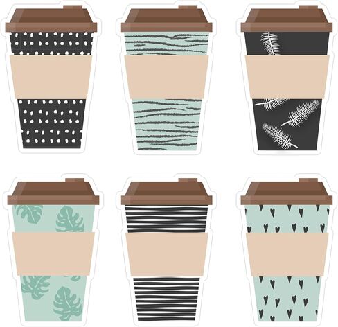 60 Pcs Coffee Cup Cutouts Classroom Bulletin Board Decoration Cards Coffee Name Tag for DIY Craft School Office Wall Window in Saudi Arabia