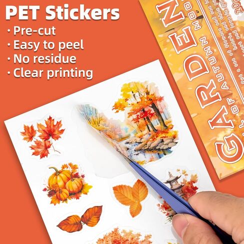 Autumn Filled The Garden Sticker Scrapbooking Supplies for Junk Journal, 20 Sheets PET Stickers - Vintage Journaling Stickers, Ephemera Sticker Book Pre Cut(TZ-009-003) in Saudi Arabia
