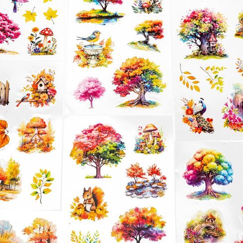 Autumn Filled The Garden Sticker Scrapbooking Supplies for Junk Journal, 20 Sheets PET Stickers - Vintage Journaling Stickers, Ephemera Sticker Book Pre Cut(TZ-009-003) in Saudi Arabia