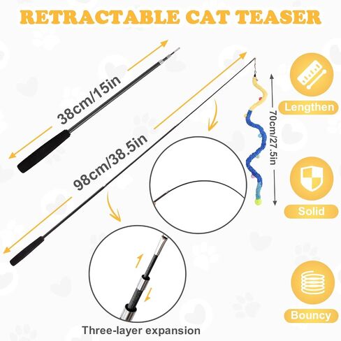 لعبة Cat Wand ، 8pcs قابلة للسحب من ألعاب Wand Srtip Srtip Srtip مع Bell & String ، ألعاب العصا التفاعلية الطويلة للقطات الداخلية ، التمرين in Kuwait