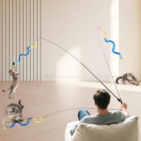 لعبة Cat Wand ، 8pcs قابلة للسحب من ألعاب Wand Srtip Srtip Srtip مع Bell & String ، ألعاب العصا التفاعلية الطويلة للقطات الداخلية ، التمرين in Kuwait