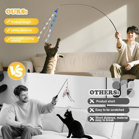 لعبة Cat Wand ، 8pcs قابلة للسحب من ألعاب Wand Srtip Srtip Srtip مع Bell & String ، ألعاب العصا التفاعلية الطويلة للقطات الداخلية ، التمرين in Kuwait
