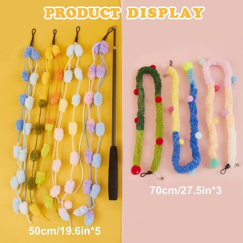 لعبة Cat Wand ، 8pcs قابلة للسحب من ألعاب Wand Srtip Srtip Srtip مع Bell & String ، ألعاب العصا التفاعلية الطويلة للقطات الداخلية ، التمرين in Kuwait