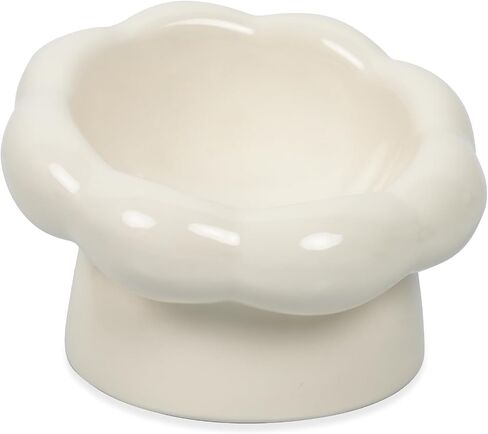Elevated Ceramic Cat Bowls, 15°Tilted Cat Bowl for Indoor Cats, Anti-Vomiting and Whisker Friendly, Dishwasher and Microwave Safe(6.3 in, Cloud White) in Saudi Arabia