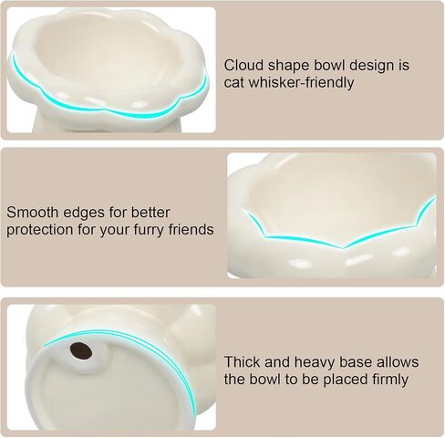 Elevated Ceramic Cat Bowls, 15°Tilted Cat Bowl for Indoor Cats, Anti-Vomiting and Whisker Friendly, Dishwasher and Microwave Safe(6.3 in, Cloud White) in Saudi Arabia