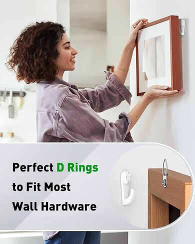 Uniclife 30 Pcs D Ring Picture Hangers with Screws, 40 lb Load Heavy Duty Picture Hanging Hardware, Double Holes Picture Hooks, D Rings for Picture Frame Hanging, D Hooks for Paintings Mirrors Clocks in Saudi Arabia