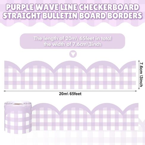 Zonon 65ft Gingham Bulletin Board Border Scalloped Checkered Classrooms Decoration for Party Rolling Whiteboard, Walls, Desks, Windows, Doors, Lockers, Schools(Orange) in Saudi Arabia