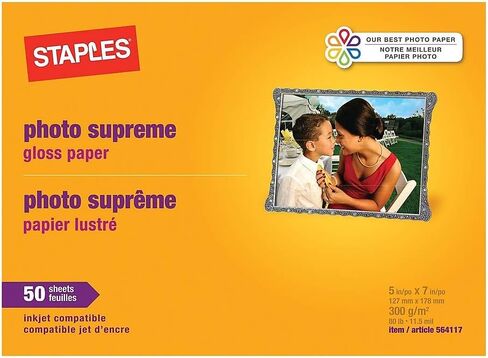 Staples Supreme Glossy Photo Paper ، 5 "× 7" ، 50/Pack (ST19892) in Saudi Arabia