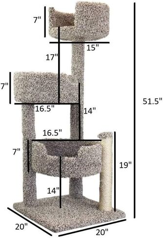 Southwestern Sanctuary Multi-Level Cat Cat Climbing Tower Cat Tree, Solid Wood and Carpet Construction, Modern Cat Tree with Scratch Post and Sturdy Base Speckled/26 L x 25" W x 49" H in Saudi Arabia