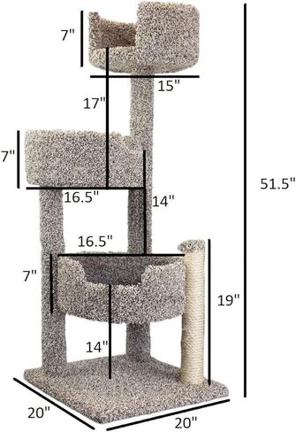 Southwestern Sanctuary Multi-Level Cat Cat Climbing Tower Cat Tree, Solid Wood and Carpet Construction, Modern Cat Tree with Scratch Post and Sturdy Base Speckled/26 L x 25" W x 49" H in Saudi Arabia