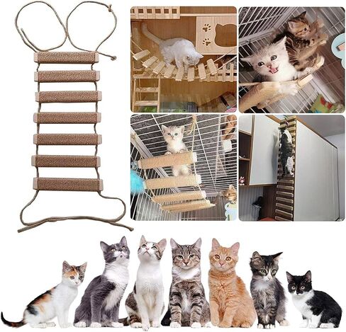 Cat Bridge 20in Cat Climbing Frame Outdoor Cat Tree Wall Climbing Bridge Climbing Rope Ladder for Cat Pets Climbing Frame in Saudi Arabia
