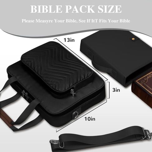 Waterproof Bible Cover Case for Women,Quilted Bible Case with Leather Handle and Bible Study Kit Includes 5 Pens, 12 Highlighters, 72 Tabs,Bible Journaling Supplies (Black) in Saudi Arabia