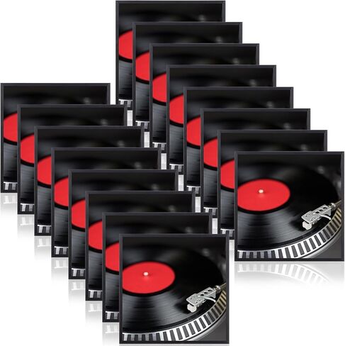 Geetery 18 Pcs Black Vinyl Record Album Frame 12.5 x 12.5 Inch, Aluminum Metal Music Picture Frame Cover Wall Mount with Polished Acrylic for Wall Hanger, LP Record Insert Not Included in Saudi Arabia