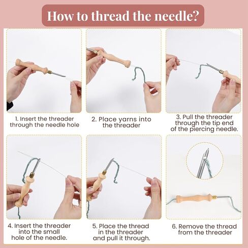 Zyrose Punch Needle Kit للمبتدئين-مجموعة التطريز الحديثة مع النسيج المطبوع ، الطوق غير القابل للانزلاق ، غزل ميرينو ، 3 إبر-مجموعة حرفية بوهو للبالغين وهدايا DIY in Saudi Arabia