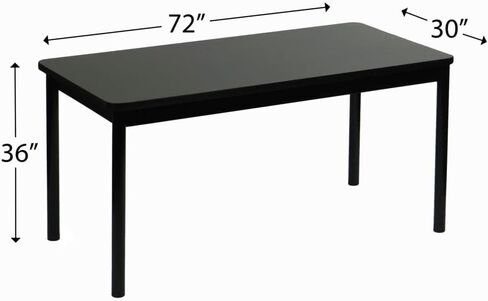 Correll 30"x72" Office Workstation Table, 36" High Counter/Pub Height, Medium Oak Thermal Fused Laminate Top, Very Strong Commercial Quality, Black Steel Frame, Made in The USA in Saudi Arabia