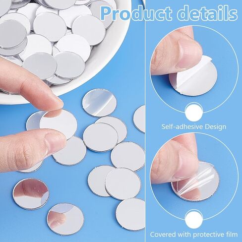 PH PandaHall 300Pcs Mirror Mosaic Tiles 20mm Self Adhesive Mirror Round Acrylic Mirror Mini Mosaic Mirrors DIY Craft Mirrors Decorative Glass Mirrors for Projects Traveling Framing Decoration Crafts in Saudi Arabia