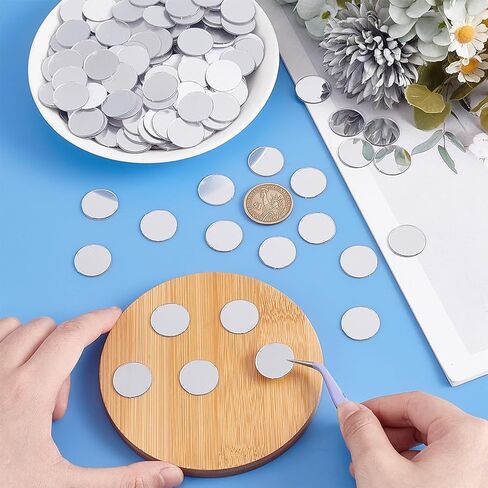 PH PandaHall 300Pcs Mirror Mosaic Tiles 20mm Self Adhesive Mirror Round Acrylic Mirror Mini Mosaic Mirrors DIY Craft Mirrors Decorative Glass Mirrors for Projects Traveling Framing Decoration Crafts in Saudi Arabia