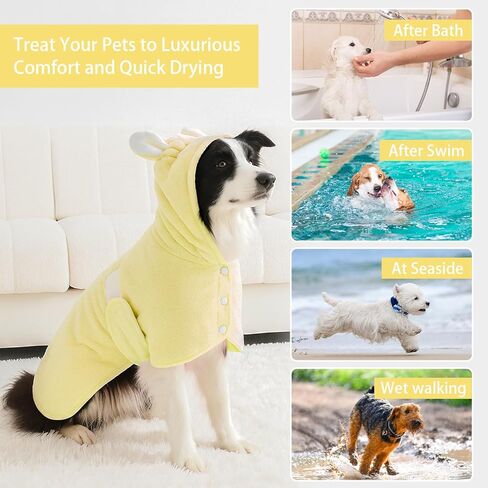 Pet Bathrobe Taild Dog Cat Drying Coat Super Extorbent Cute Dogs Bath Payel Reted Retbe Retble Twalar و Belly Belly for Xsmall to Xlarge Pets (Blue ، Small) in Kuwait