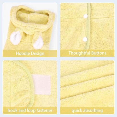 Pet Bathrobe Taild Dog Cat Drying Coat Super Extorbent Cute Dogs Bath Payel Reted Retbe Retble Twalar و Belly Belly for Xsmall to Xlarge Pets (Blue ، Small) in Kuwait