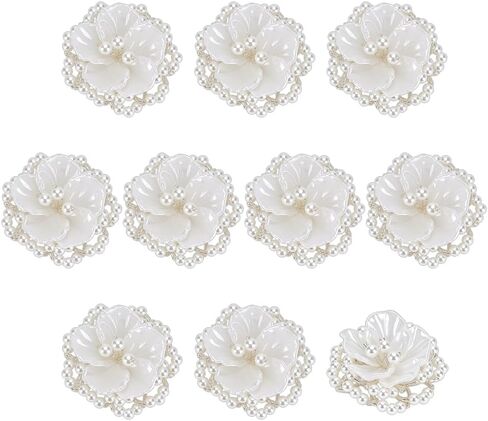 Fingerinspire 10 PCS Pearl and Bead Patches Flower Patches ، Pearl Pearl Defended Sevelishments Handcrafted Flower Flower in Saudi Arabia