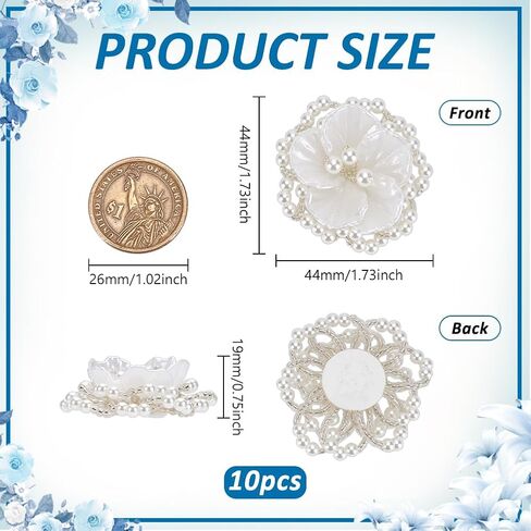 Fingerinspire 10 PCS Pearl and Bead Patches Flower Patches ، Pearl Pearl Defended Sevelishments Handcrafted Flower Flower in Saudi Arabia