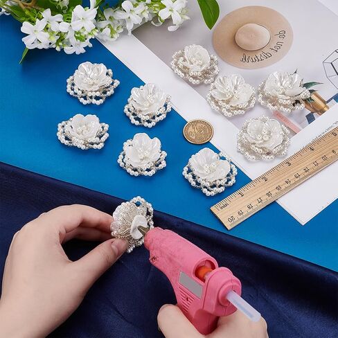 Fingerinspire 10 PCS Pearl and Bead Patches Flower Patches ، Pearl Pearl Defended Sevelishments Handcrafted Flower Flower in Saudi Arabia